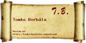Tomko Borbála névjegykártya